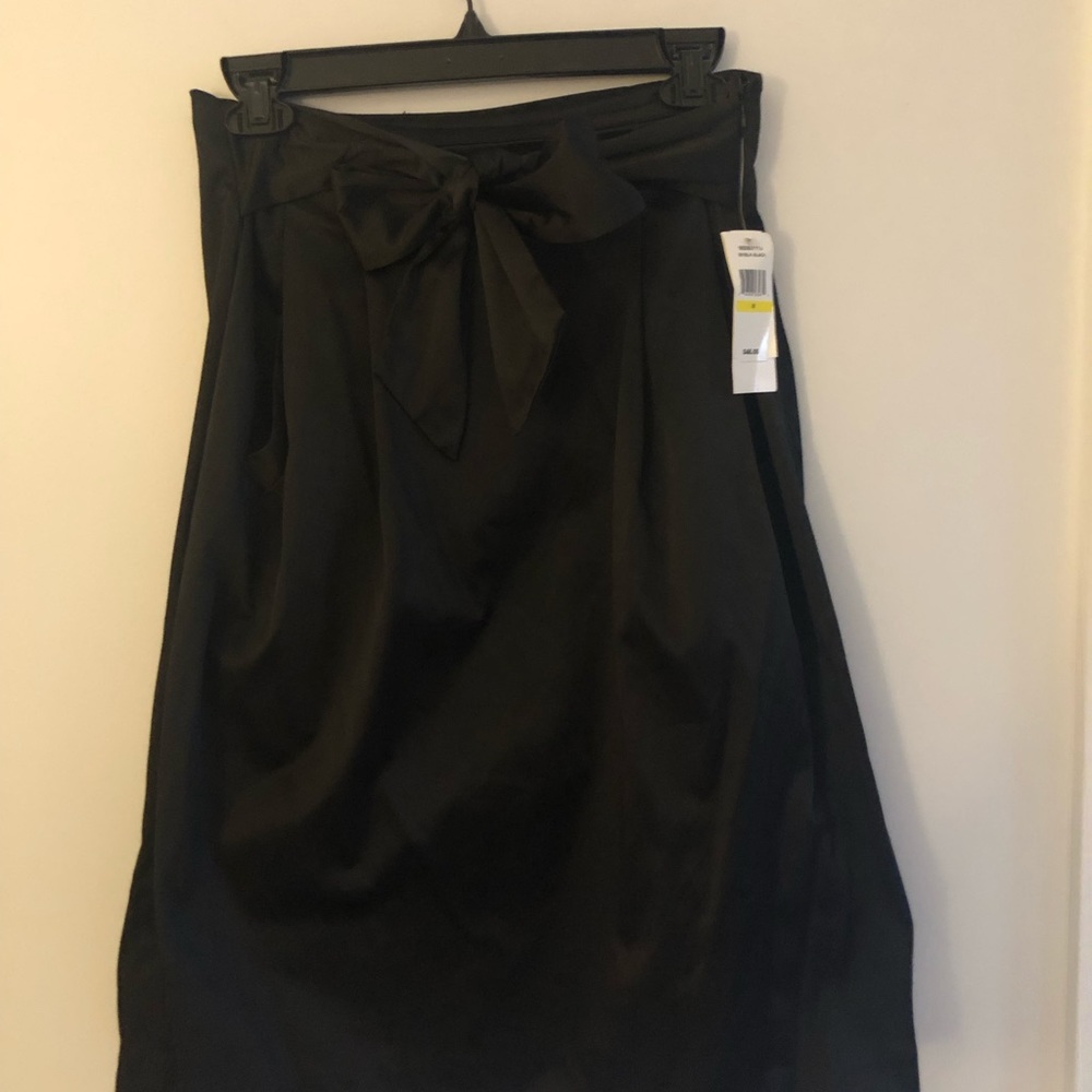 Black satin look skirt with front bow